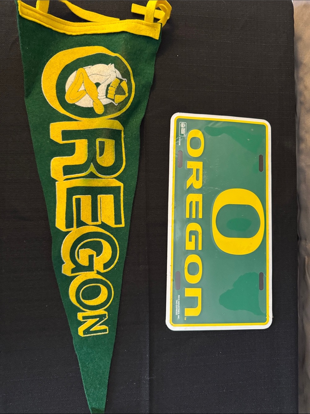 Oregon Green & Yellow Collegiate Pennant and Plate Set